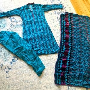 Blue floral salwar kamese